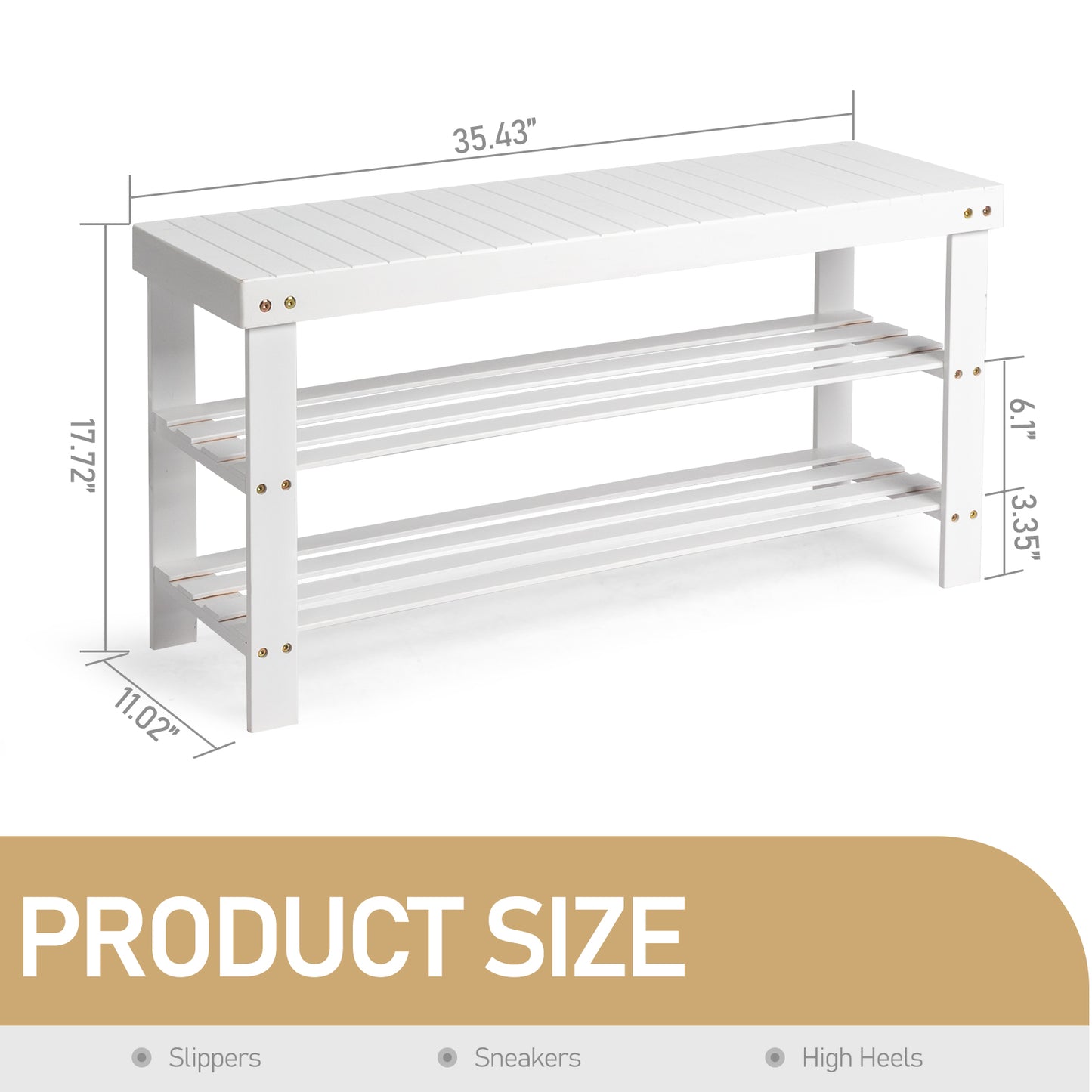 3-Tier Seamless Top Bamboo Shoe Rack