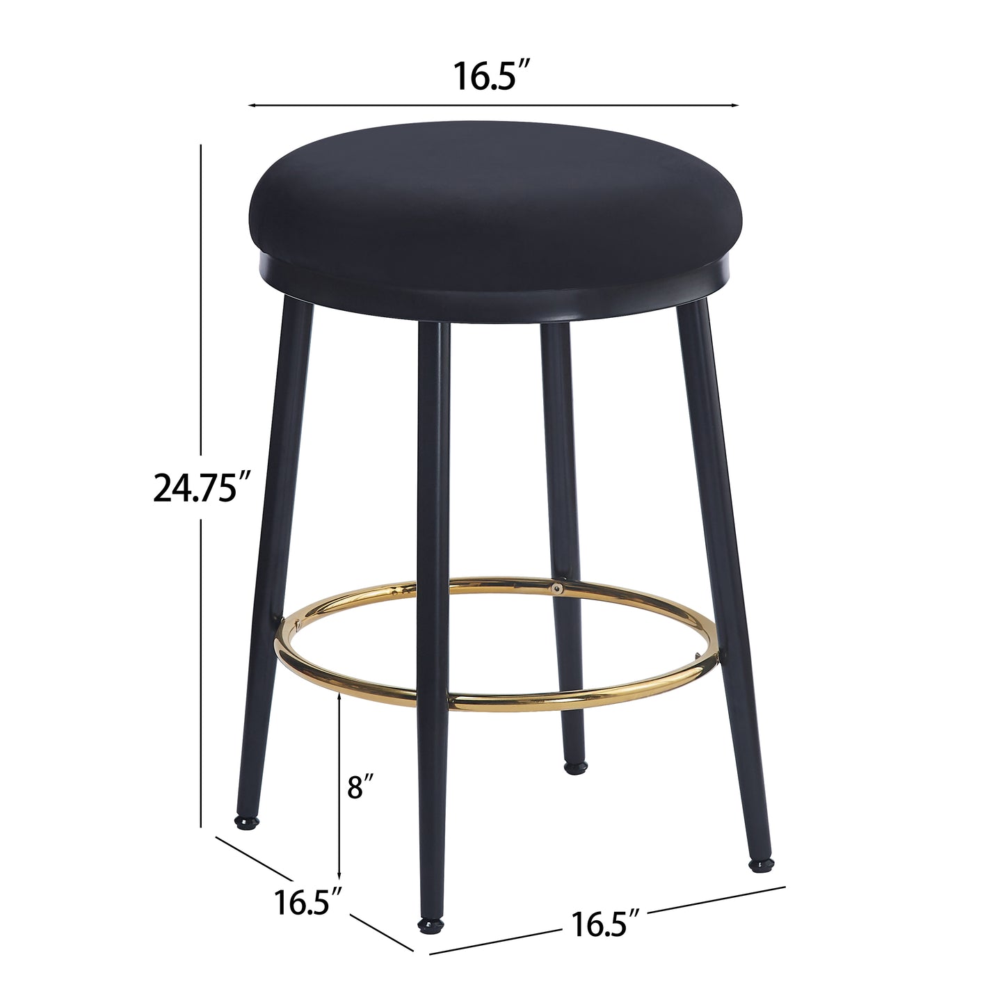 24.75 Modern Counter Stools Set Of 2,Black Counter Stools With Iron Frame,Sponge Cushion,Footrest,suitable For Kitchen Bedroom Dining Room