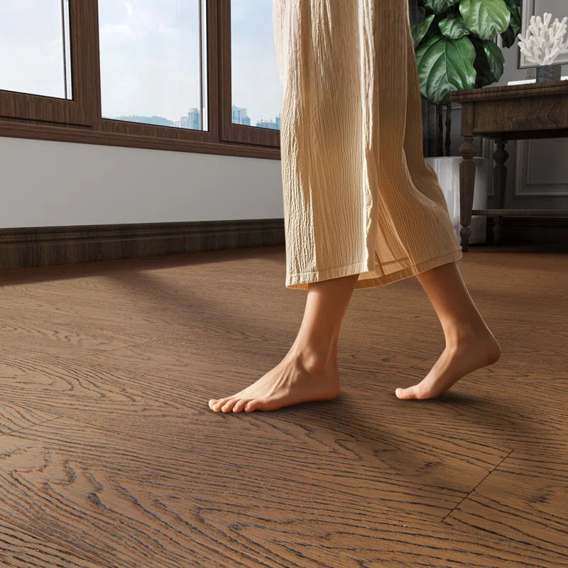 JEEDESON 40.15 Inches Long X 5.11 Inches Wide X 0.6 Inches Thick Walnut-colored Prefinished Solid Bamboo Flooring, Tongue And Groove Connection, 20 Sq Ft Per Box,14 Pieces