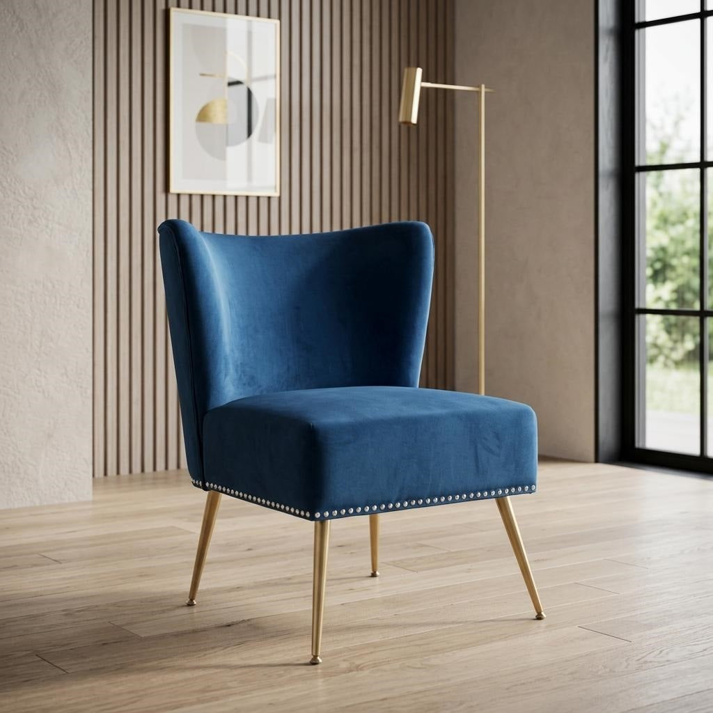 Printed Cloth Accent Chair, Armless Slipper Chair With Metal Legs, Modern Upholstered Side Chair For Living Room Bedroom Small Spaces