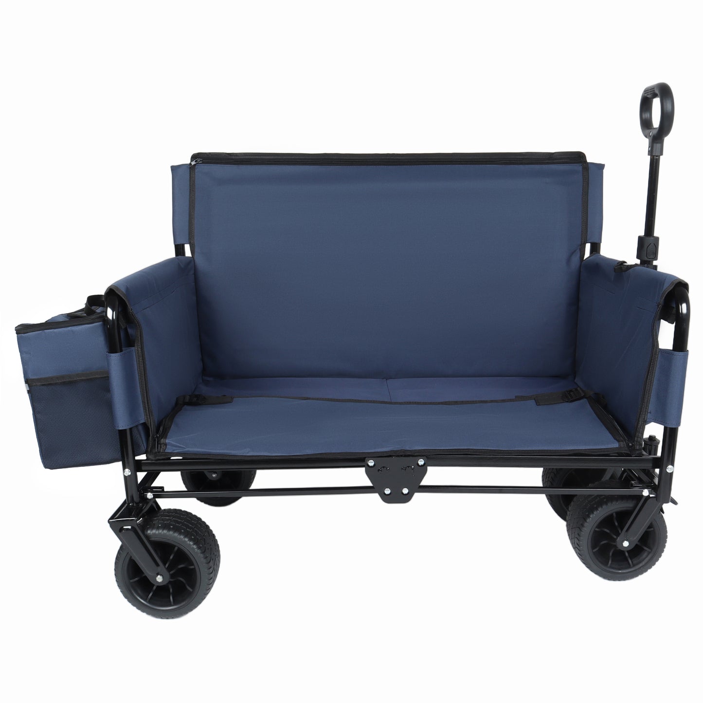 3- In- 1 Folding Wagon Cart With Bench Seat & Storage  Patent Protection-  Includes 1 Ice Pack  500lbs Heavy- Duty  180L Capacity All- Terrain Wheels For Camping  Beach  Sports  Garden  Dark Blue