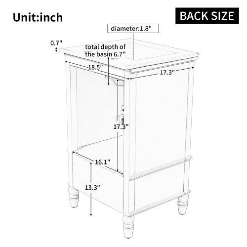 20 Bathroom Vanity With Sink, Bathroom Cabinet With Two Doors, Magnetic Door Stopper And  Adiustable Foot Pads, A Drawer, White