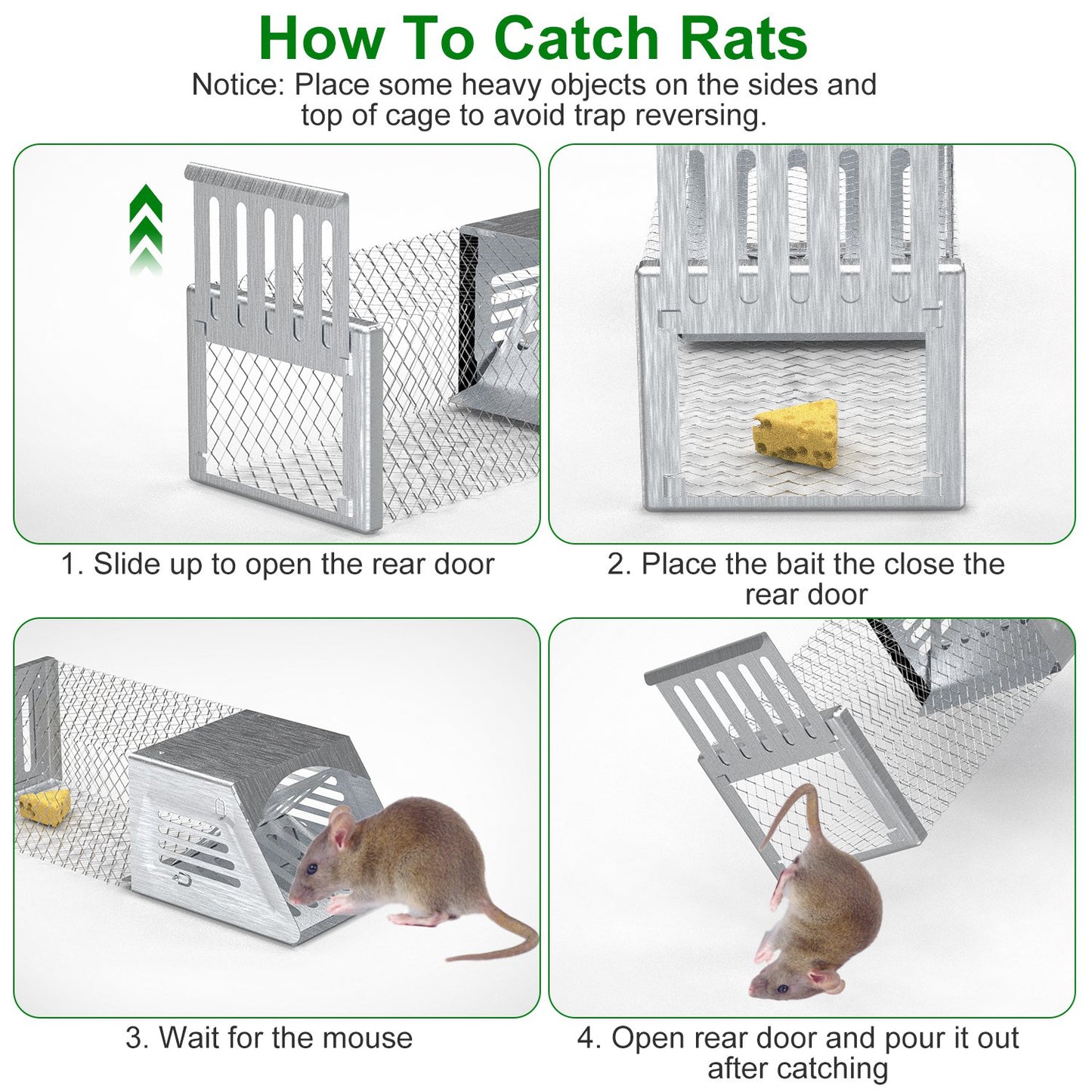 2Pcs Humane Mouse Trap Cage No Assembly Need Automatic Continuous Rat Trap With Single Way Door Reusable Catch And Release Live Cage Trap For Rodents Moles Voles Mice For Spring Summer