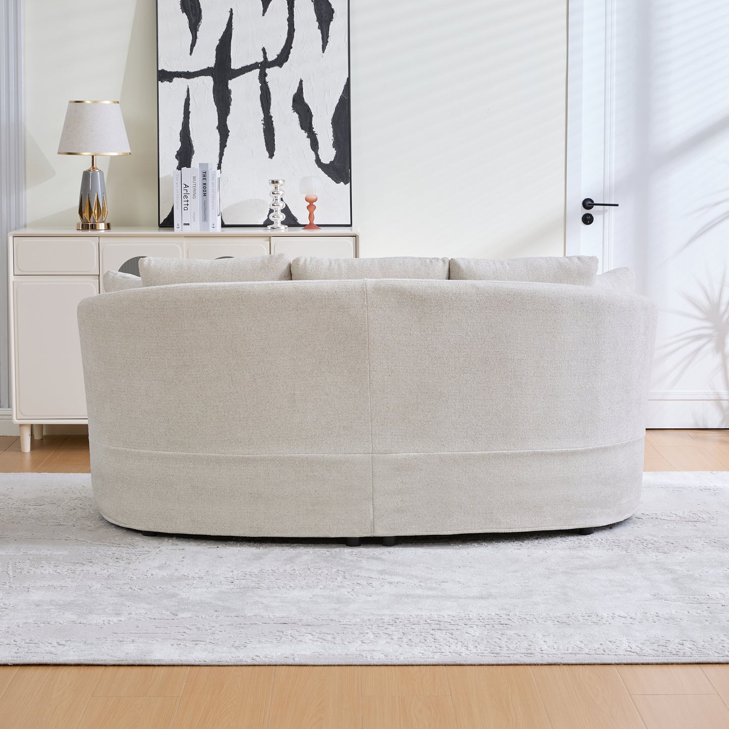 73.82  Wide Curved Sofa, Modern Luxury Plush Chenille Extra-Deep Seat, 4 Removable Cushions, Suitable For Small Spaces, Living Rooms, Bedrooms,Beige