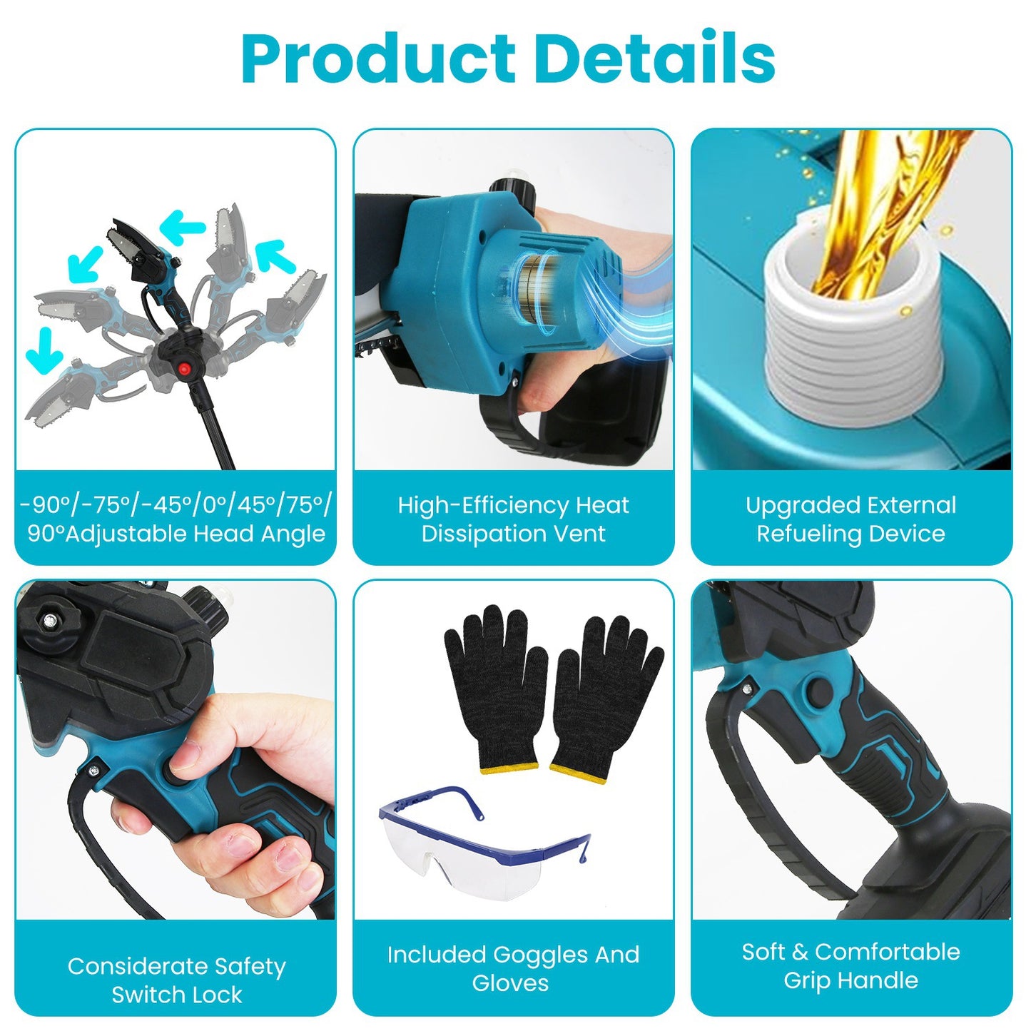 4 In 1 Cordless Pruning Shear And Electric Chainsaw With Max 5.5FT Extension Poles 4in Or 6in Pole Saw SK5 Blade Brushless Pruning Shear With 2Pcs 3.0Ah Batteries For Garden Yard