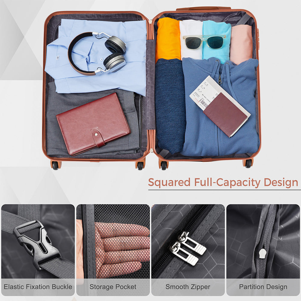 Luggage Sets New Model ABS Hardshell 3pcs Clearance Luggage Hardside Lightweight Durable Suitcase Sets Spinner Wheels Suitcase With TSA Lock 20 24 28 Black And Brown