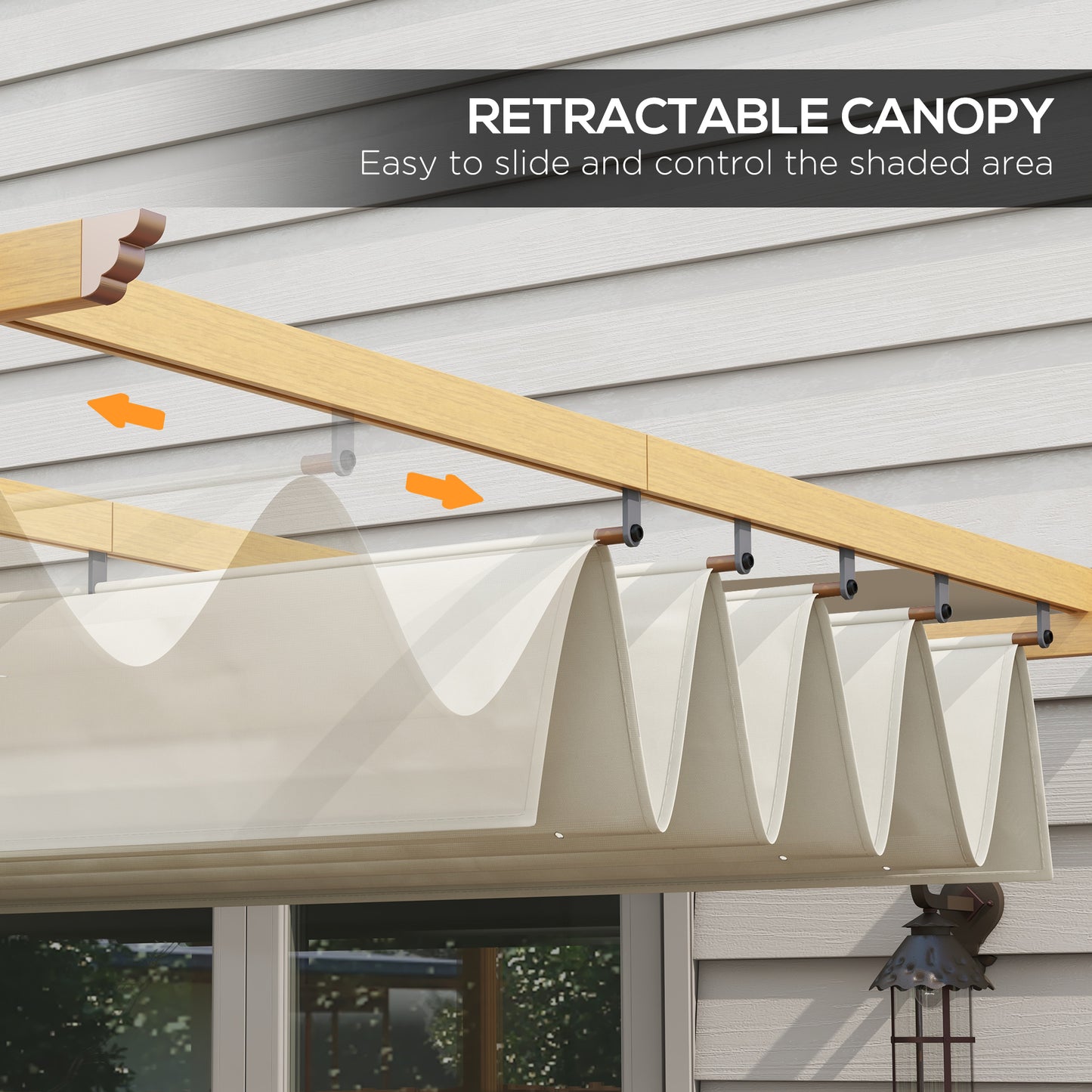 10' X 13' Retractable Pergola Canopy, Aluminum Pergola Sun Shade Shelter For Garden, Patio, Backyard, Deck, Cream