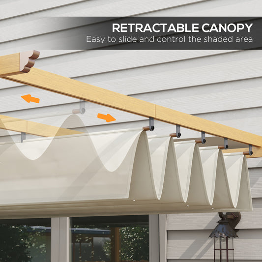 10' X 13' Retractable Pergola Canopy, Aluminum Pergola Sun Shade Shelter For Garden, Patio, Backyard, Deck, Cream