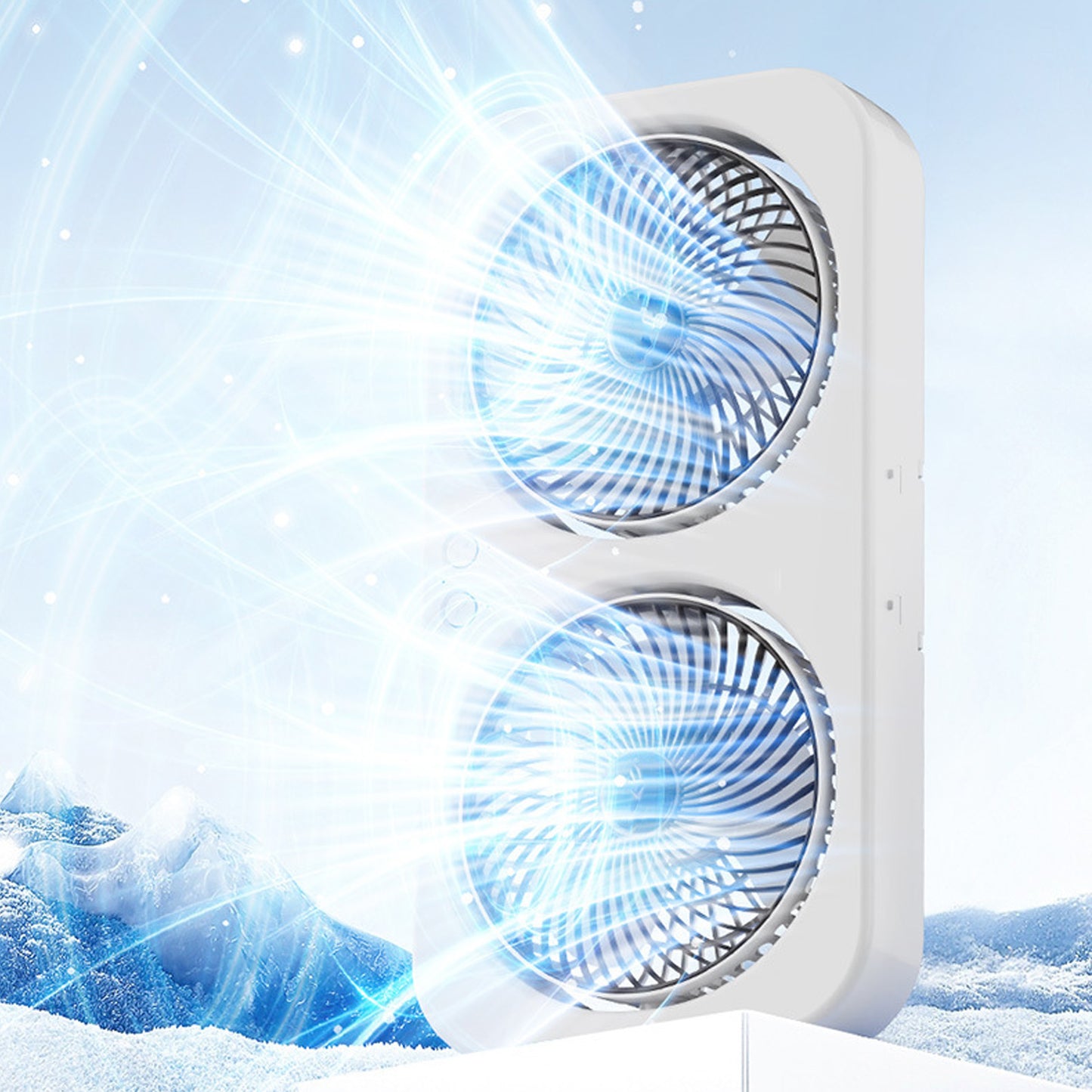 Tabletop Dual Fan USB Rechargeable Silent Air Circulation Fan With Brushless Motor Multi Speed Control For Home Dormitory Orange