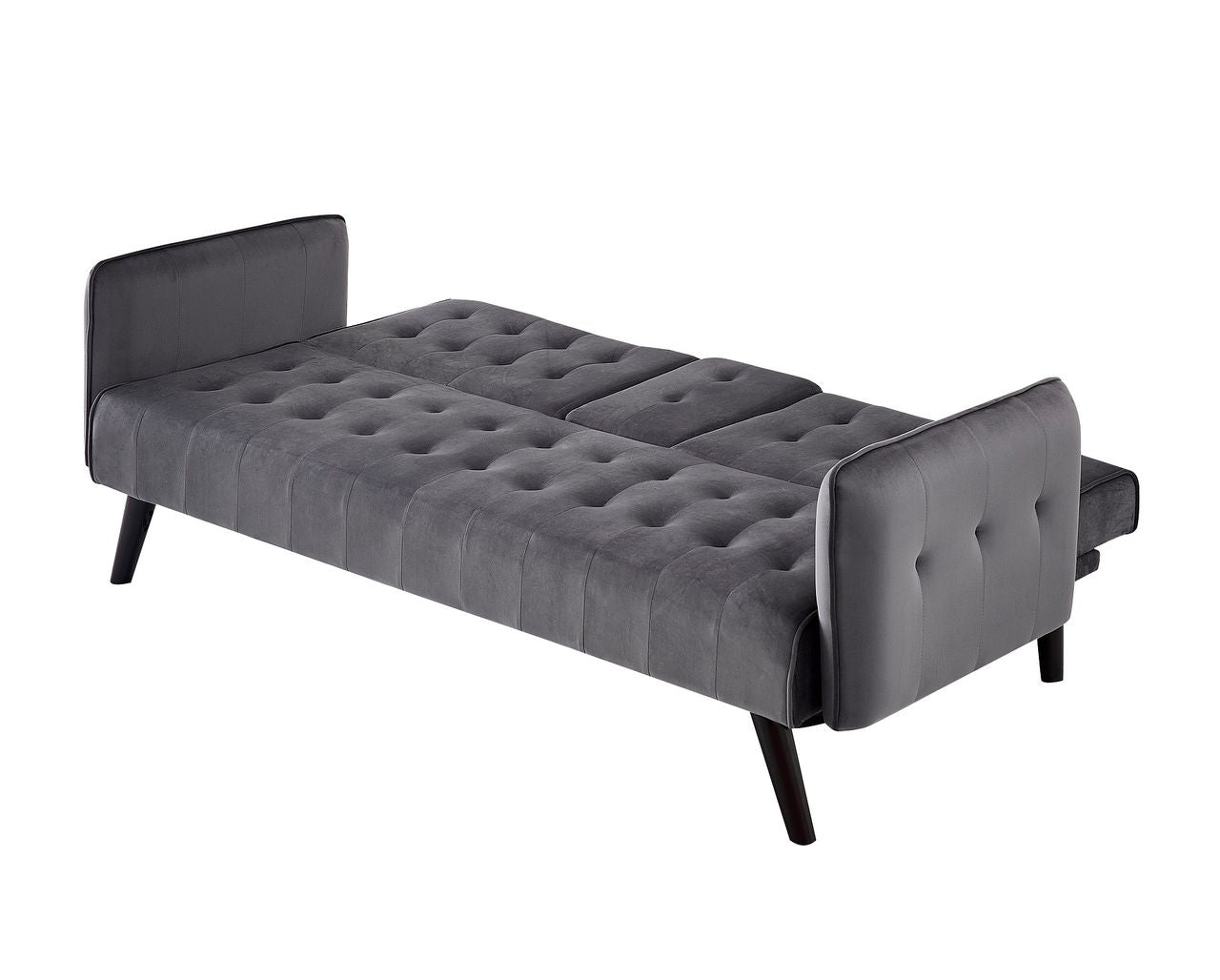 72   Velvet Convertible Sofa Bed With Cup Holders, Tufted Folding Futon Sleeper Couch, Mid-Century Modern 3 Seater For Small Spaces, 72   L X 34.6   D X 31   H, Dark Grey