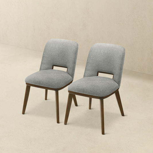 Blake Mid-Century Modern Light Grey Fabric Dining Chair   Set Of 2   With Walnut Solid Wood Base 33.7  H X 19.3  W X 24.8  D