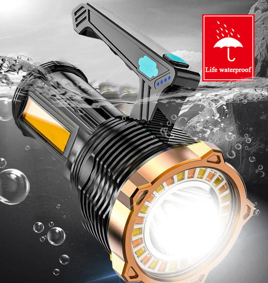LED Torch USB Rechargeable COB Flashlight Spotlight Camping Light Most Powerful Work Light