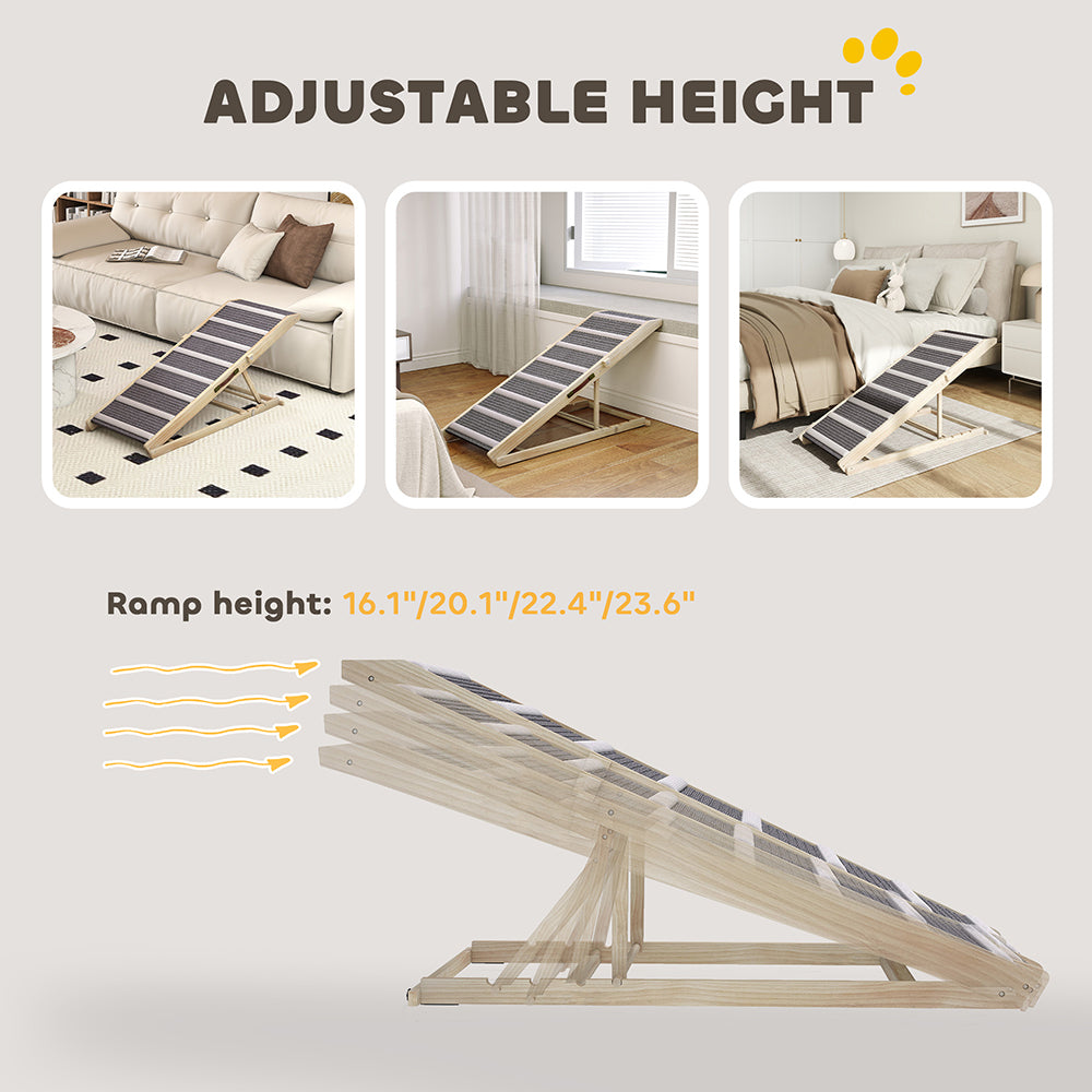Dog Ramp For Couch, 4 Adjustable High-traction Carpet And Crossbars Foldable Pet Ramp  For Small To Large Dog