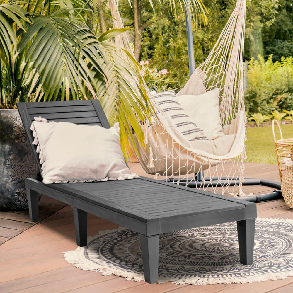 Outdoor Chaise Lounge Chair With 5 Positions Adjustable Backrest For Using In Your Patio, Garden, Backyard, Poolside, Etc
