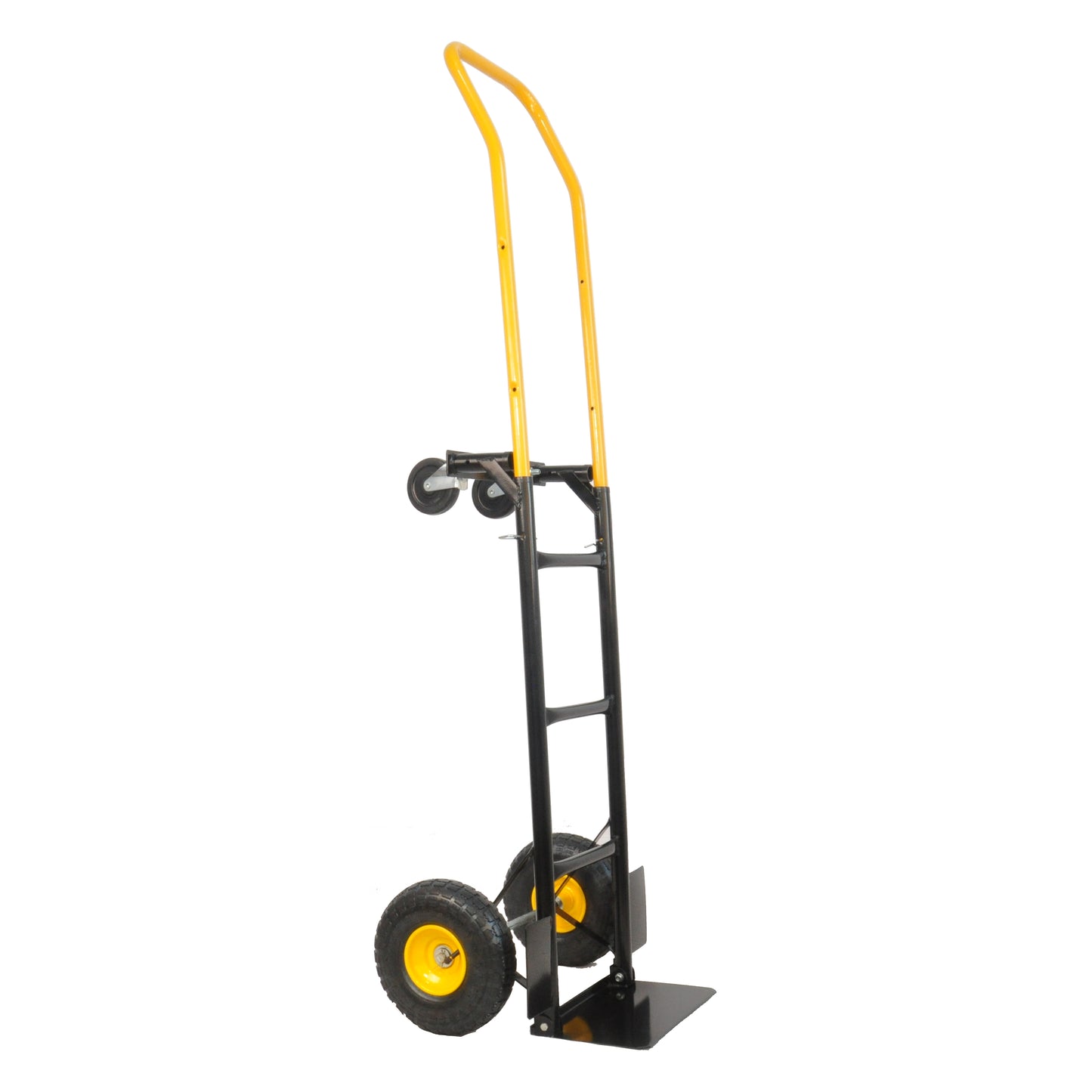 HT1006BK-YL   Hand Truck Dual Purpose 2 Wheel Dolly Cart And 4 Wheel Push Cart With Swivel Wheels 330 Lbs Capacity Heavy Duty Platform Cart For Moving Warehouse Garden Grocery