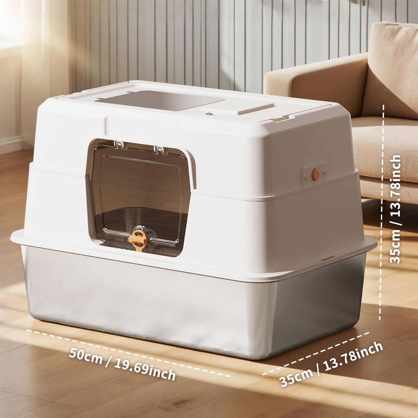 Only Self Pickup---Fully Enclosed Stainless Steel Cat Litter Box