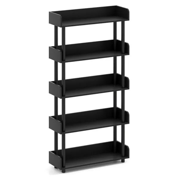 5-Tier Anti-Tipping Open Bookcase With Elevated Legs, Black Display Rack For Home Office