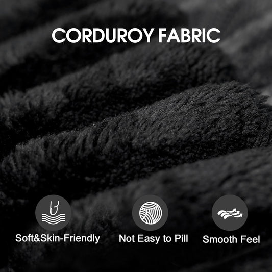 Cloud Sectional Couch,Modern Modular Sofa With Deep Seat, Upholstered Couches For Living Room Bedroom,No Assembly Required,Black Plush Corduroy Fabric