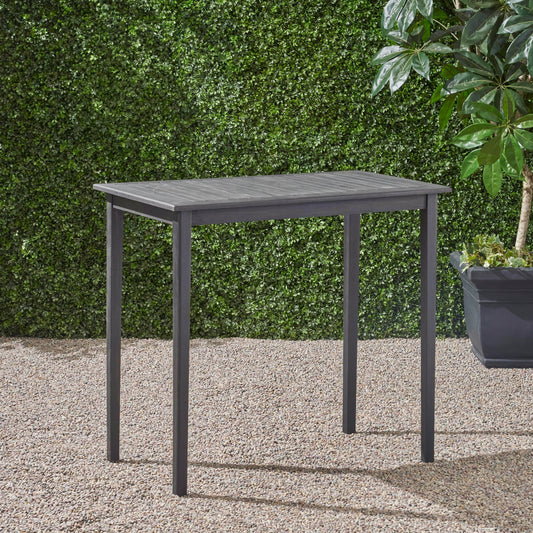 Outdoor Minimalist Acacia Wood Rectangle Bar Table - Dark Gray