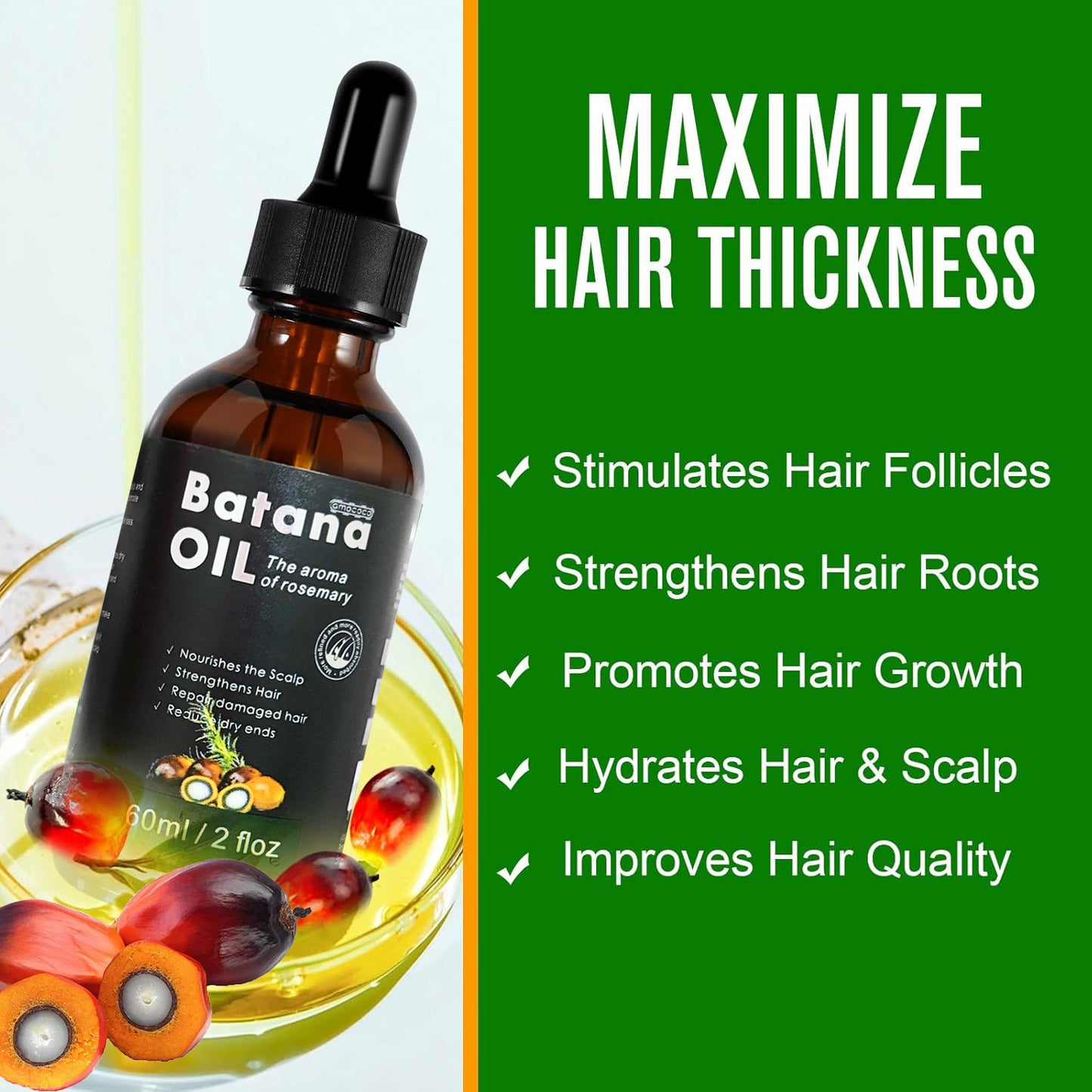 Only Supports Self Pickup With Waybill Amococo Batana Oil With Rosemary Cold Pressed Natural Hair Growth Oil, Nourishes Scalp, Repairs Damaged Hair, Reduces Split Ends, Boosts Hair Thickness &