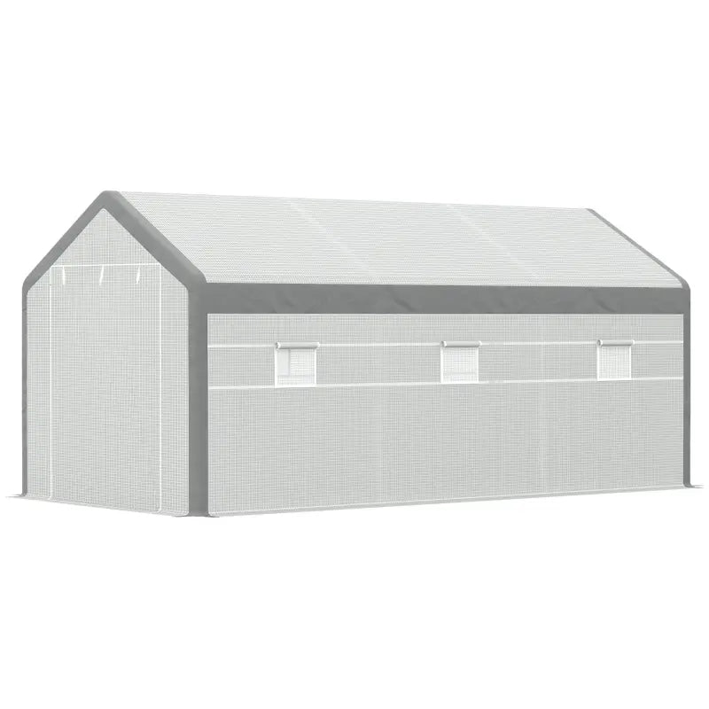 Walk-in Greenhouse, Outdoor Garden Warm Hot House With 6 Roll-up Windows, 2 Zippered Doors And Weather Cover, White
