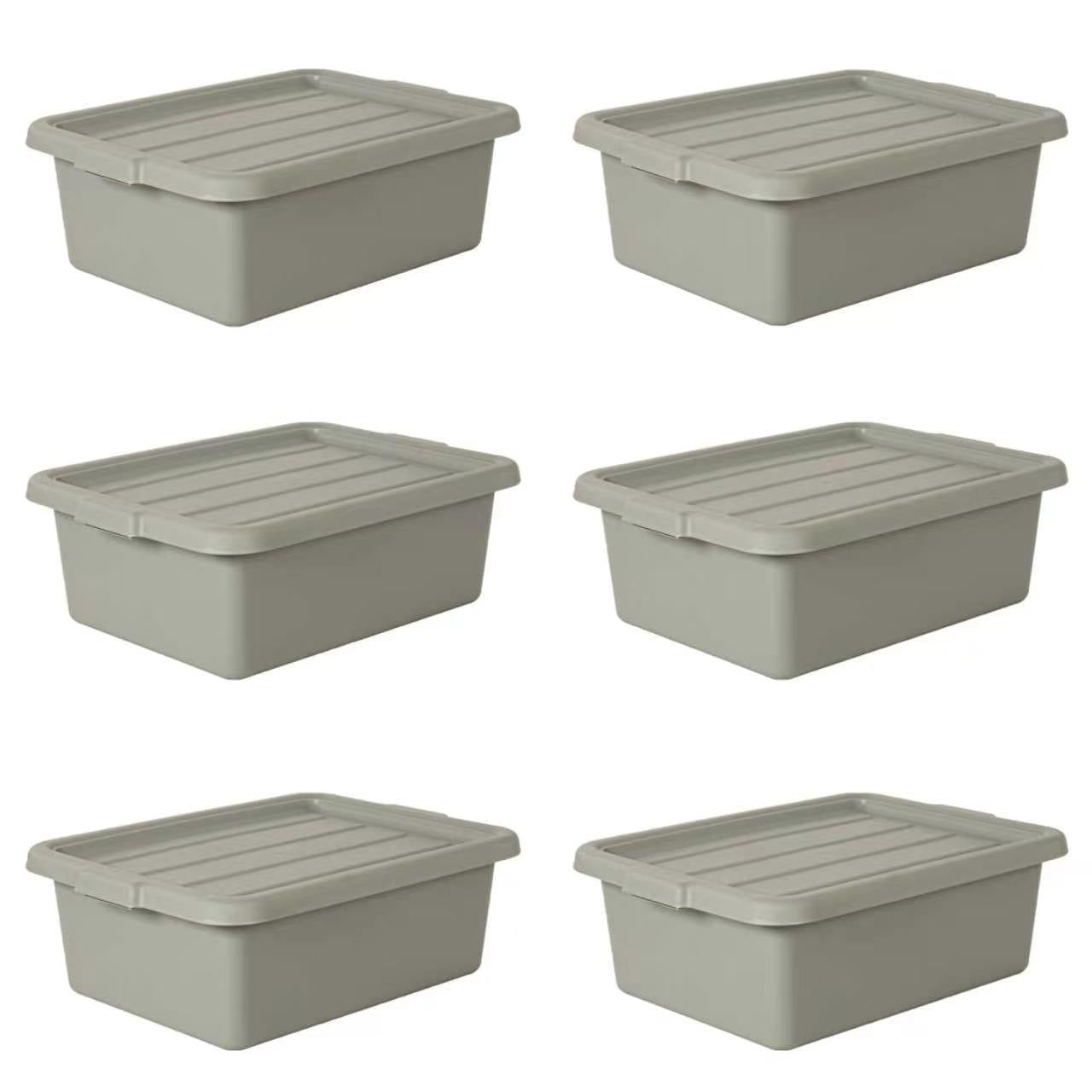 6-Pack 20  X 15  X 7  9 Gallon Meat Lug, Commercial Meat Tubs With Lids, Food Grade Plastic Bus Tubs, Heavy Duty Utility Container For Dishwashing, Kitchen Prep, Restaurant Storage, Gray