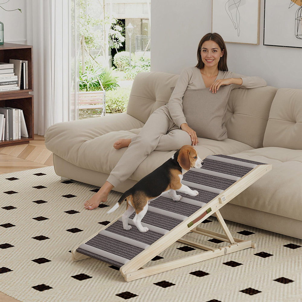 Dog Ramp For Couch, 4 Adjustable High-traction Carpet And Crossbars Foldable Pet Ramp  For Small To Large Dog