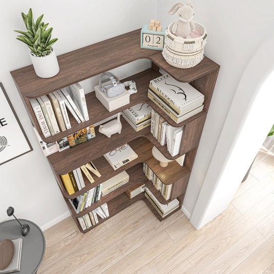 90cm   35.43in Extended Size Freestanding Corner Bookshelf For Living Room, Bedroom, Home Office, Wooden Bookcase With Anti-drop Panel And Anti Tipping Device, Open Storage Display Cabinet 5 Colors