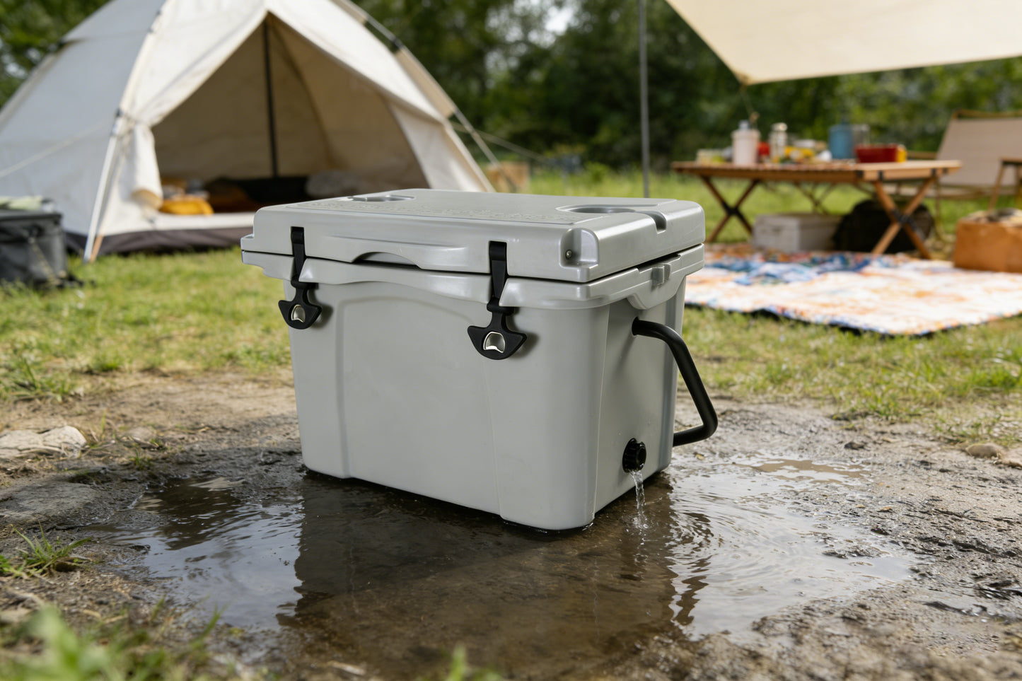 25QT Portable Cooler, Insulated Hard Cooler With Bottle Opener, Cup Holder, Forming Ruler, Travel, Beach, Camping, Fishing