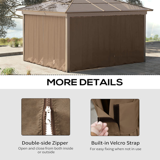 9.84' X 9.84' Gazebo Sidewall Set With Hooks/C-Rings, Brown