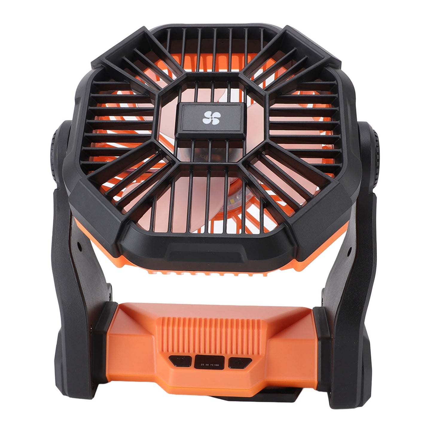 Outdoor Camping Fan Professional Efficient USB Rechargeable Tent Fan Camping Fan With LED Lantern For Camping Outdoor Orange