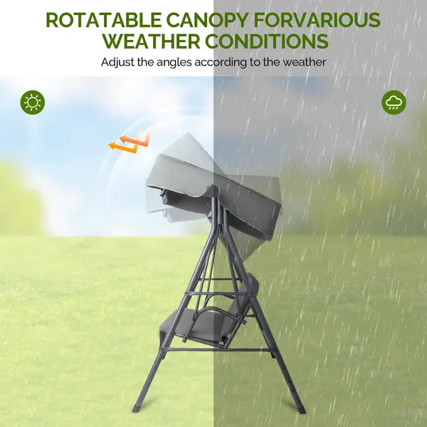 68X43X60 Inch Dark Gray KD Style With Cushion Canopy Iron Oxford Fabric 250kg Iron Swing Set