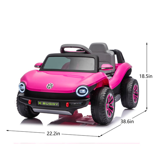 12V Licensed Beetle Kids Ride On Electric Car W 2.4G PC,Cute&Curvy Body,2WD,4-Wheel Suspension,Rear Cargo Storage,Bright Front Headlights,Bluetooth,USB,Music,Speeds 1.5-2.5MPH For Kids 3-5