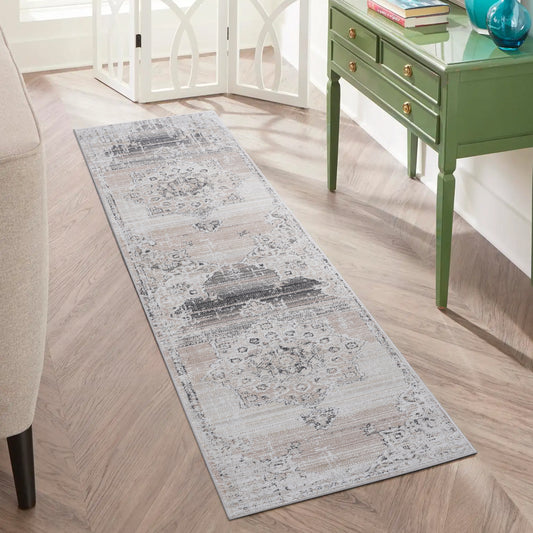 PAYAS  2X8 Cream  Beige  Medallion Runner Rug
