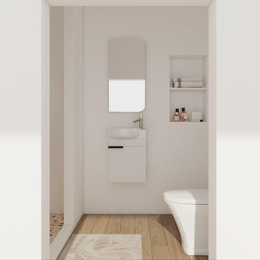 Soft Close Doors Bathroom Vanity With Sink 16 Inch  For Small Bathroom