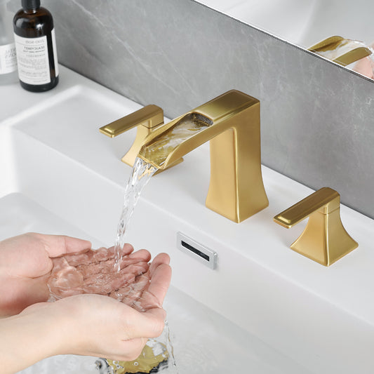 Bathroom Faucets For Sink 3 Hole Nickel Gold 8 Inch Widespread Bathroom Sink Faucet With  Up Drain Double Lever Handle Faucet Bathroom Vanity Faucet Basin Mixer Tap Faucet With Hose