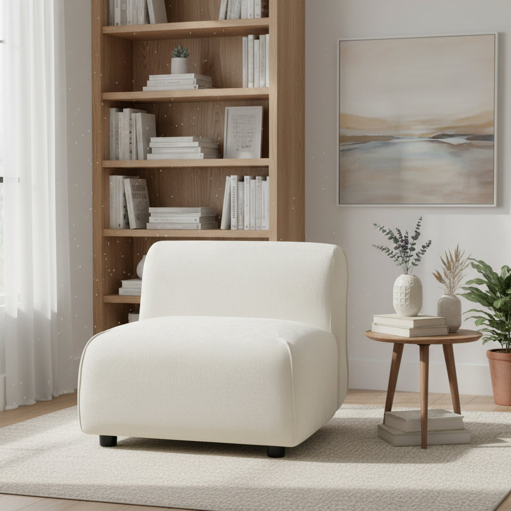 Modern Curved Upholstered Accent Chair -Curved Plush Design For Living Room & Bedroom
