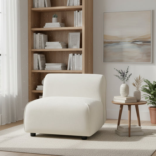 Modern Curved Upholstered Accent Chair -Curved Plush Design For Living Room & Bedroom