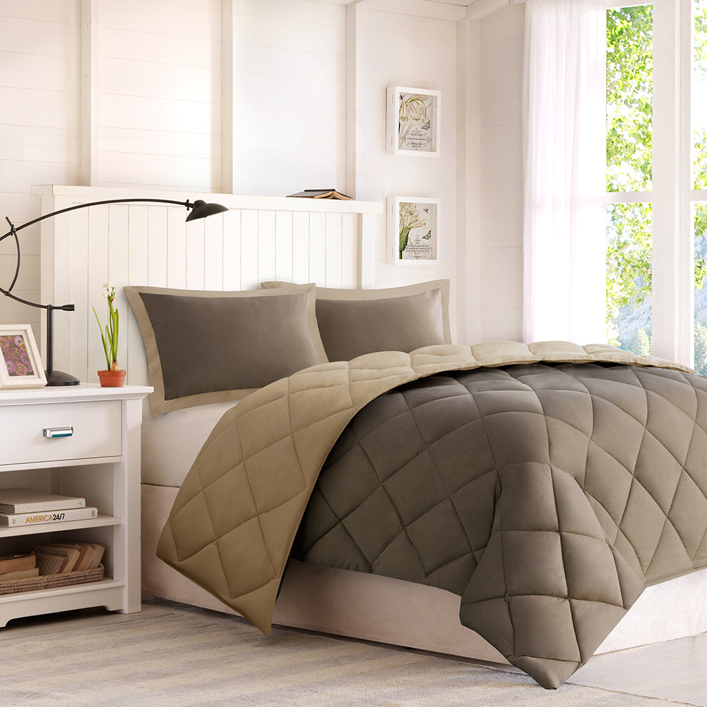 Twin Twin XL 3 M Scotchgard Diamond Quilting Reversible Down  Comforter Set