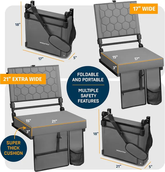 Alpcour Folding Reclining Stadium Seat With Back Support For Bleachers
