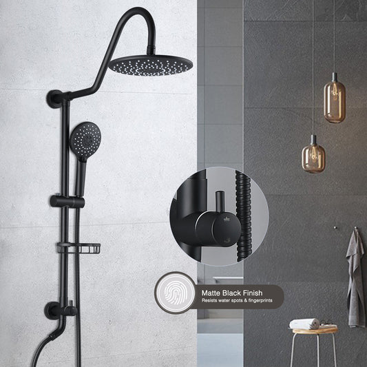 10 Rainfall Shower Head And Handheld Showerhead Combo Shower System With Slide Bar, Matte Black