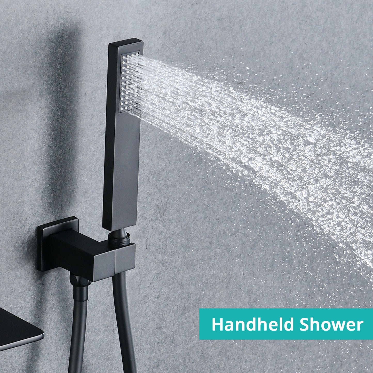 Modern Style Matte Black Wall Mount Tub Filler Bathroom Bathtub Faucet Shower Set