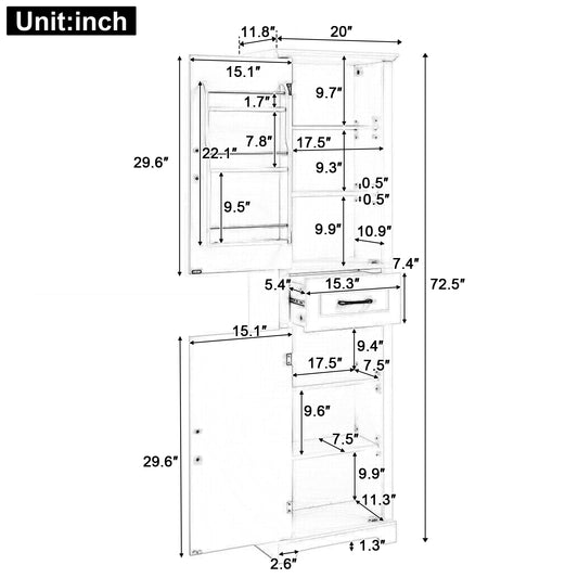 Tall Bathroom Storage Cabinet, Freestanding Storage Cabinet With Two Doors And Adjustable Shelves, Door Shelve Design, MDF Board With Painted Finish, Black