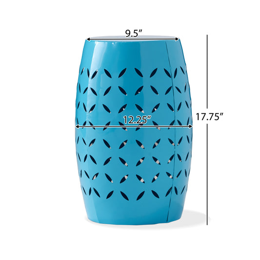 LILAC 12  Accent Side Table, Cylindrical Design End Table For Living Room, Family Room, Or Entryway, Industrial Style,Coffee Side Tables For Indoor Outdoor, Blue Color