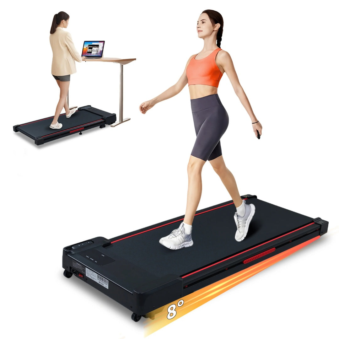 Walking Pad Treadmill With 8  Incline, Remote Control 2.5HP Portable Compact Treadmills For Home Office, Treadmill 220 Lb Capacity, LED Display