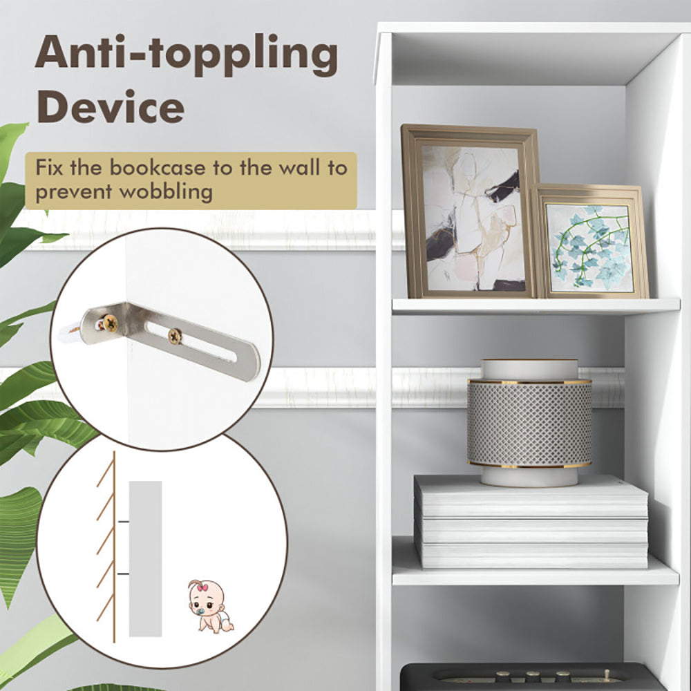 5 Tiers 4 Cube Narrow Bookshelf With 4 Anti-Tipping Kits For Living Room, Study Room, Bedroom