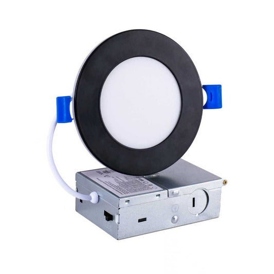 4 Inch 12 Pack Black Recessed Lights - With Night Light, 9W 800LM Dimmable Wafer Downlight Soffit, 2700K-5000K 5CCT Canless Recessed Light With Junction Box