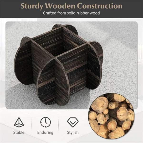 Sturdy Wooden Cocktail Table - Rubber Wood/Plywood/MDF Frame, 220lbs Capacity, Cross-Shaped Base