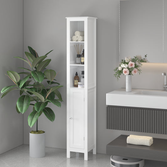 66.92 Tall Bathroom Storage Cabinet With Adjustable Shelves,Slim 1 Doors Freestanding Cabinet With Anti-Tip, Open Compartments, For Home, Small Spaces, Bathroom,Kitchen, Living Room, White