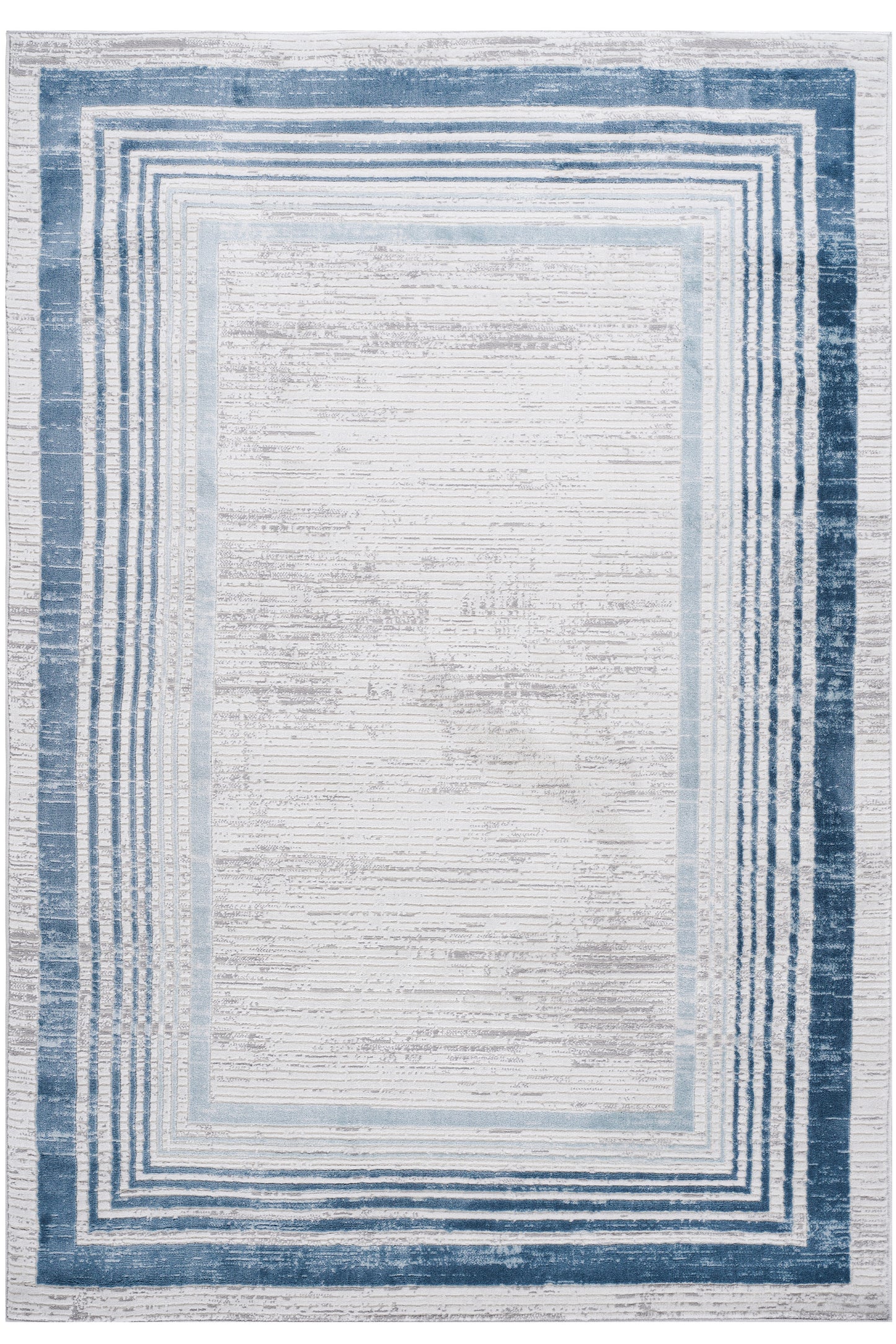 MARFI 5X7 Blue  Ivory  Bordered Area Rug